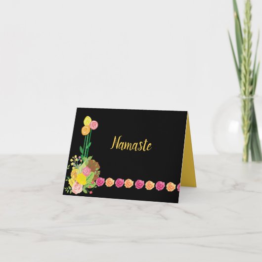 Carte Namaste Citation Merci Floral Rose Bouquet (Devant)