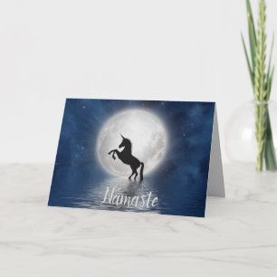 Carte Namaste Citation Merci Magique Pleine lune Unicorn