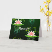 Carte Namaste Citation Merci Pink Lys sur Green Pad (Fleur jaune)