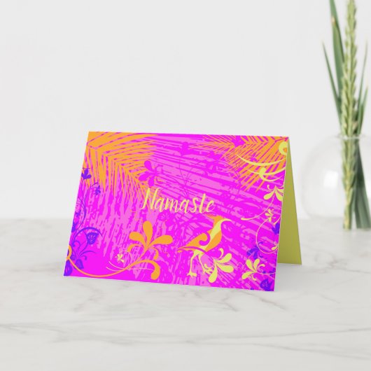 Carte Namaste Citation Merci Ressort Tropical Floral (Devant)