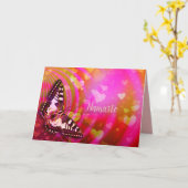 Carte Namaste Citation Merci Romantique Coeurs papillons (Fleur jaune)