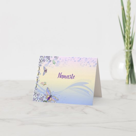 Carte Namaste Merci Beaux papillons Pastel (Devant)
