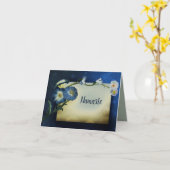 Carte Namaste Merci élégant bleu Floral Design (Fleur jaune)