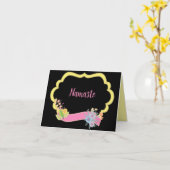 Carte Namaste Quote Merci Gold Frame Pink Ribbon (Fleur jaune)