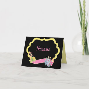 Carte Namaste Quote Merci Gold Frame Pink Ribbon