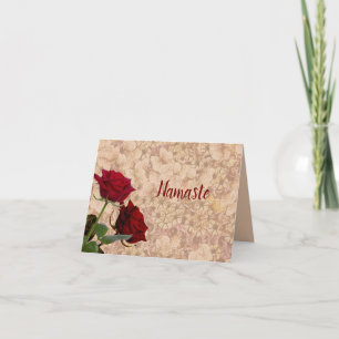 Carte Namaste Quote Merci Red Roses Design Vintage