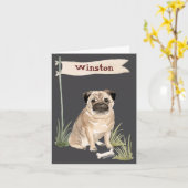 Carte Name Pug Pet Dog  (Fleur jaune)