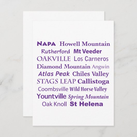 Carte Napa Wines Flat Note (Devant / Derrière)