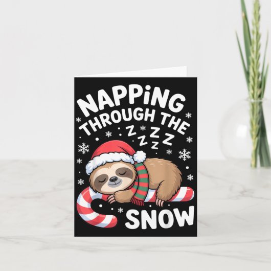 Carte Napng Through The Snow Funny Sloth Candy Cane Xmas (Devant)