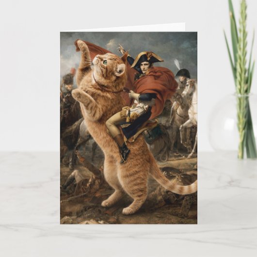 Carte Napoléon chevauchant un chat de bataille géant (Devant)