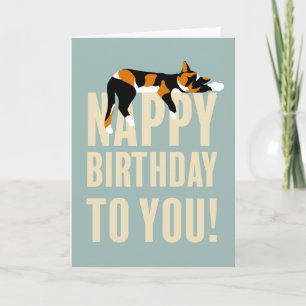 Carte Nappy Anniversaire Dormir Calico Cat