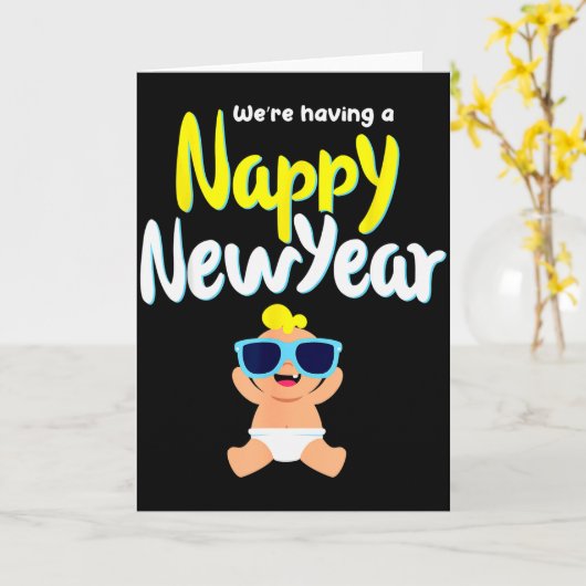 Carte Nappy New Year Diaper Expecting Pregnant Funny Hap (Fleur jaune)