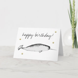 Carte Narhwal Unicorn Illustration Anniversaire de l'amo