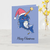 Carte Narwhale de Noël (Fleur jaune)
