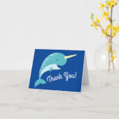 Carte Narwhals Ocean Cute 1er Anniversaire Thème de fête (Fleur jaune)