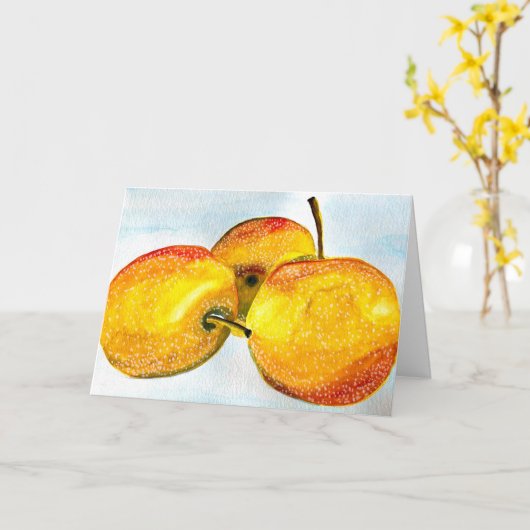 Carte Nashi poire jaune aquarelle (Fleur jaune)