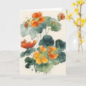 Carte Nasturtium - Watercolor flowers (Fleur jaune)