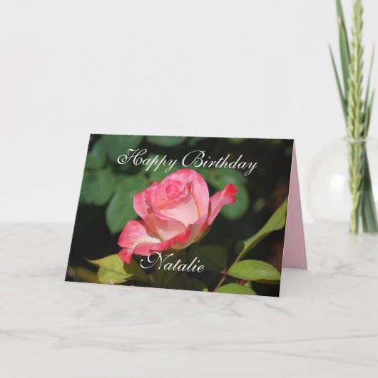 Carte Natalie Happy Birthday Rose and White Rose (Devant)