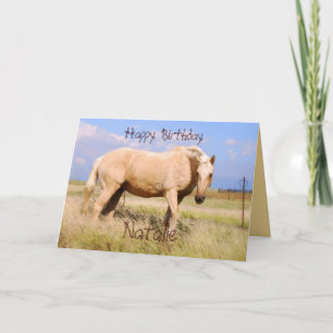 Carte Natalie Joyeux Anniversaire Palomino Horse Card