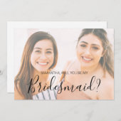 Carte Natasha Calligraphy Photo Bridesmaid Proposition (Devant / Derrière)
