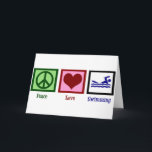 Carte Natation d'amour de paix<br><div class="desc">Un grand cadeau pour un maître nageur ou quelqu'un sur l'équipe de natation.</div>