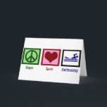Carte Natation d'amour de paix<br><div class="desc">Un grand cadeau pour un maître nageur ou quelqu'un sur l'équipe de natation.</div>