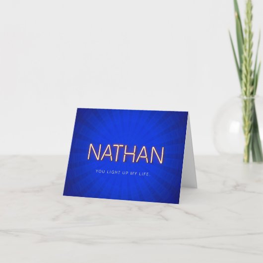 Carte Nathan nom en néon lumineux (Devant)