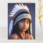 CARTE NATIVE AMERICAN TRIBAL BOY ART ANNIVERSAIRE (Fleur jaune)