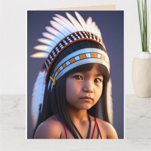 CARTE NATIVE AMERICAN TRIBAL BOY ART ANNIVERSAIRE