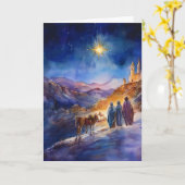 Carte Nativité de l'aquarelle traditionnelle avec les ho (Fleur jaune)