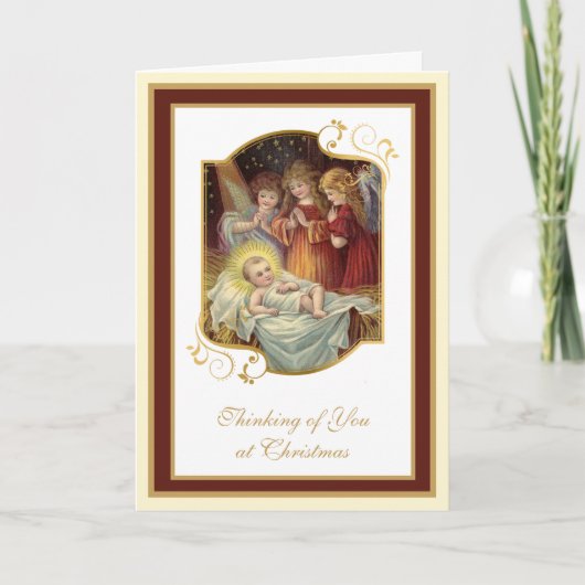 Carte Nativité vintage Jésus Anges religieux Noël (Devant)