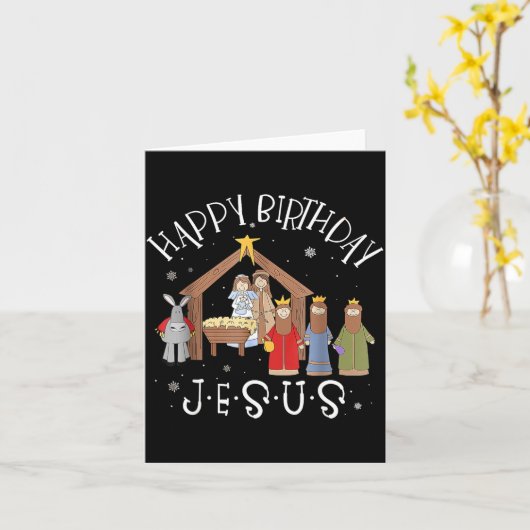 Carte Nativity Happy Birthday Jesus Christmas Nativity C (Fleur jaune)
