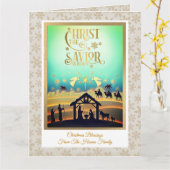 Carte Nativity Scene "Merry Christmas & Happy New Year" (Fleur jaune)