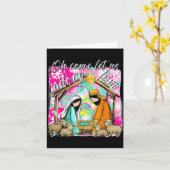 Carte Nativity Scene Oh Come Let Us Adore Him Christmas  (Fleur jaune)