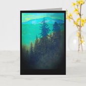 Carte nature art montagne pins blanc (Fleur jaune)