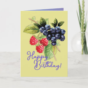 Carte Nature colorée avec baies Joyeux anniversaire