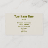 Carte naturelle d'entreprise de services de (Dos)