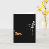 Carte Naughty Corgi Chien Fun Skeleton Halloween (Fleur jaune)