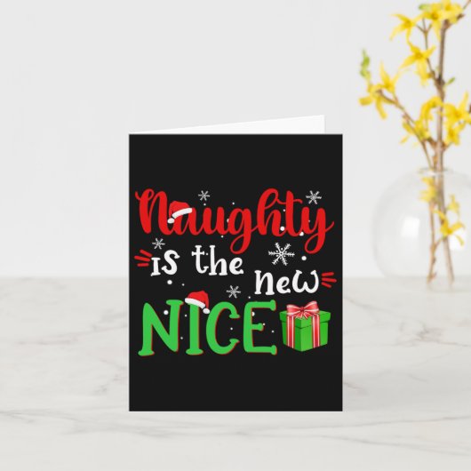 Carte Naughty Est Le Nouveau Nice Funny Père Noël Joke N (Fleur jaune)
