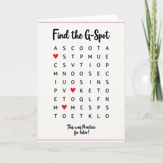 Carte Naughty G Spot Practice Card (Devant)