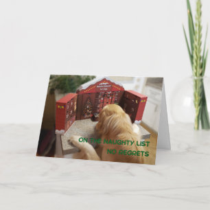 Carte Naughty Golden Retriever No Regrets Noël