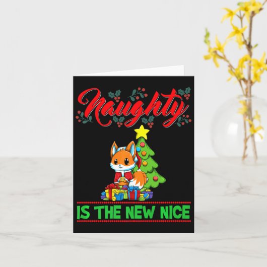 Carte Naughty Is The New Nice Christmas Santa Xmas Premi (Fleur jaune)
