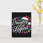 Carte Naughty List Legend Xmas Lights Buffalo Plaid Red  (Fleur jaune)