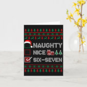 Carte Naughty Nice 6 7 Funny Brainrot Meme Ugly Xmas Six (Fleur jaune)