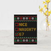 Carte Naughty Nice 6 7 Funny Brainrot Meme Ugly Xmas Six (Fleur jaune)