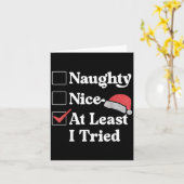 Carte Naughty Nice At Least I Tried Christmas List Santa (Fleur jaune)