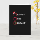 Carte Naughty Nice Attempt Made Funny Christmas List (Fleur jaune)