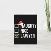 Carte Naughty Nice Avocat Santa Hat Law Cadeau de Noël (Devant)