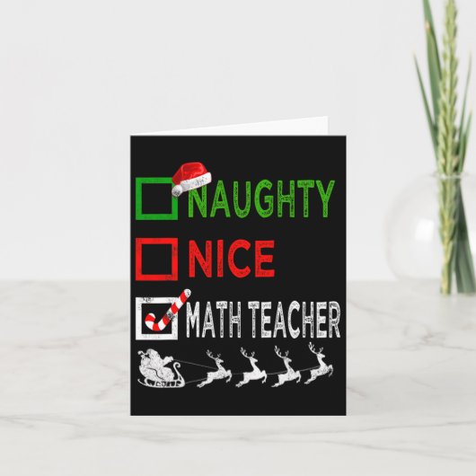 Carte Naughty Nice enseignant math Pajamas de Noël Drôle (Devant)