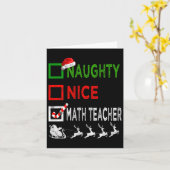 Carte Naughty Nice enseignant math Pajamas de Noël Drôle (Fleur jaune)